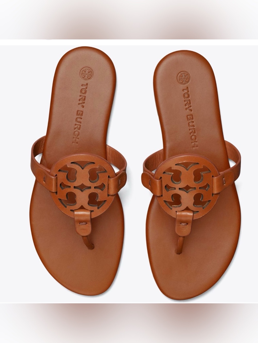 Tory Burch Miller Cognac Brown Leather Thong Soft Sandal 8M